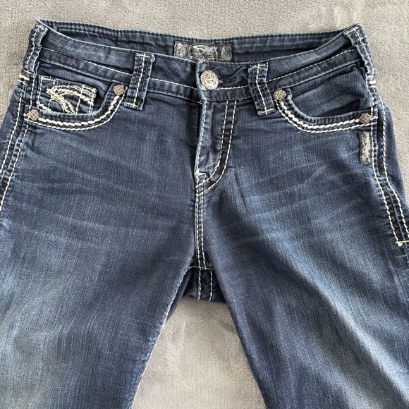 Silver Jeans Co. Dark Wash Denim Embellished Pocket Women's Jeans‎ 27x33 - Picture 10 of 13